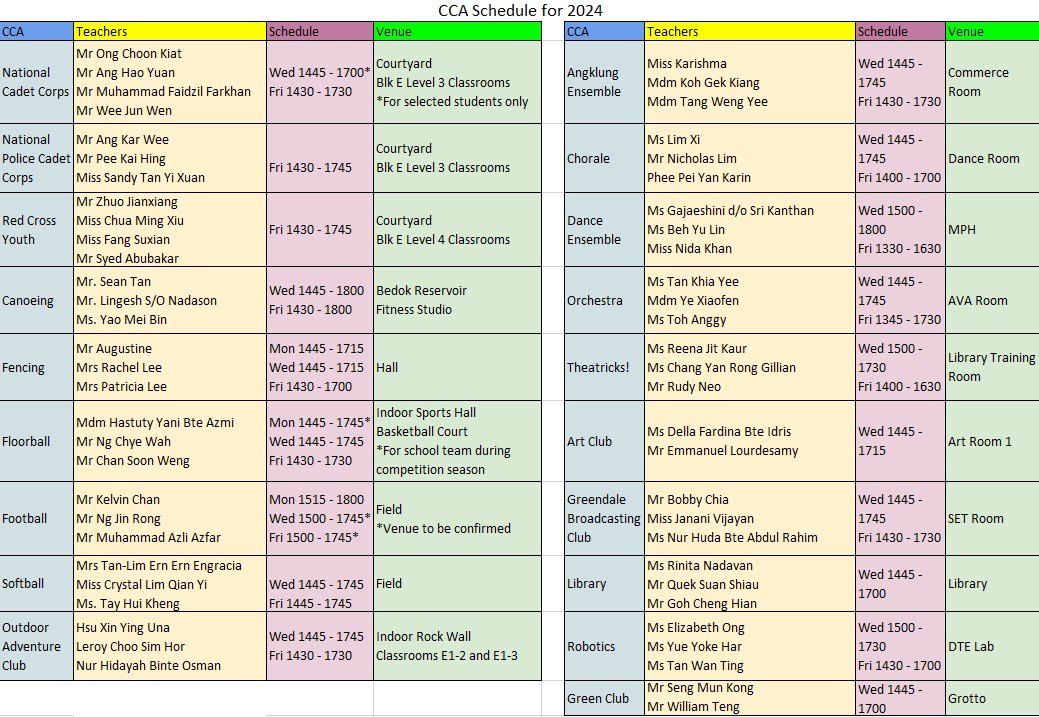 2024 CCA Schedule